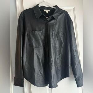 Treasure & Bond Nordstrom Black Button Down Shirt Faux Leather Shacket